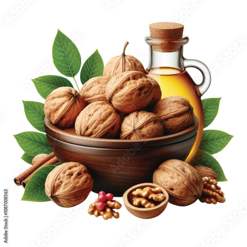 Fresh ripe Walnuts vector