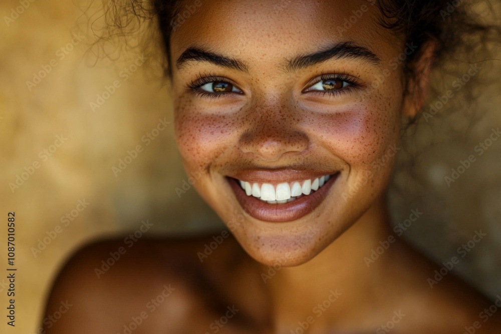 close-up portrait of a woman with a perfect radiant smile and very white teeth close-up portrait of a woman with a perfect radiant smile and very white teeth