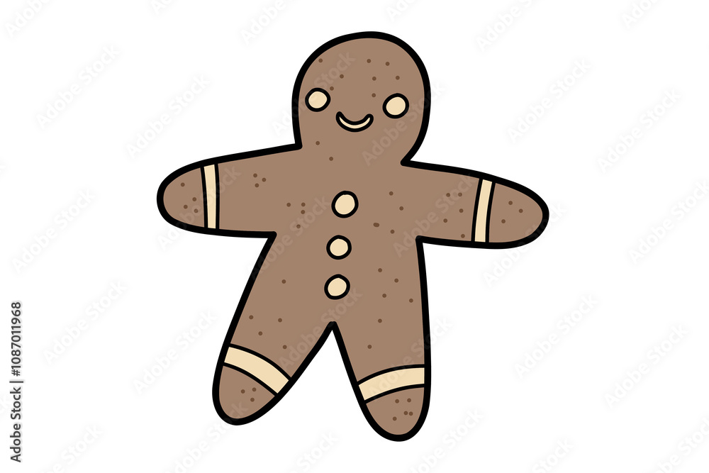 Cartoon gingerbread man. Christmas new year ginger cookie in the shape of a person. Brown pepper cake for the holiday. Glazed men. Vector flat cartoon illustration isolated on white background. Cartoon gingerbread man. Christmas new year ginger cookie in the shape of a person. Brown pepper cake for the holiday. Glazed men. Vector flat cartoon illustration isolated on white background.