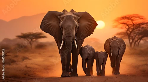 Obraz A group of elephant families