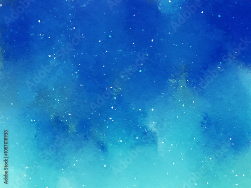 星空　水彩　背景イラスト素材　青
