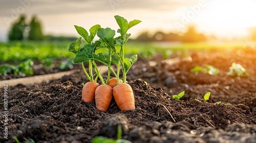 Detailed view of a compost pile in a community garden with food waste being turned into biogas through natural decomposition processes under the soft golden hour lighting photo