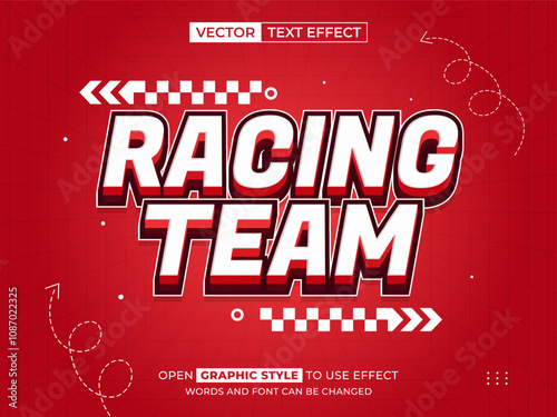 racing team editable text, font effect, 3d text for title