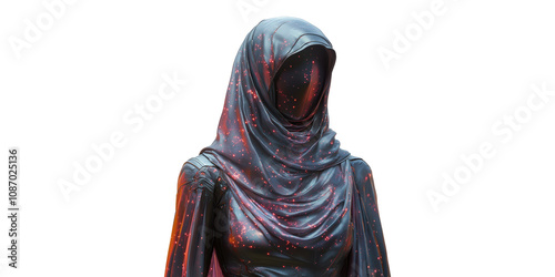 Hooded Figure with Mysterious Shadowed Appearance Isolated on Transparent Background photo