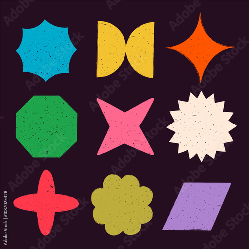 Simple banners and shapes in rough rustic style. Hand drawn vintage textured badges, banners and other design elements. Hand-drawn infographic Vector collection