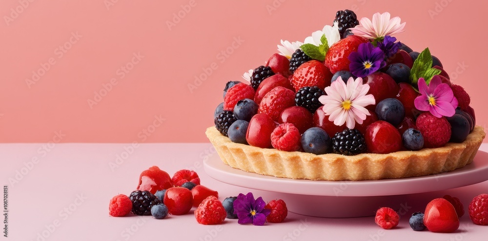 Delicious crispy crust berry tart with an airy filling and crumbly texture in warm, inviting tones. Delicious crispy crust berry tart with an airy filling and crumbly texture in warm, inviting tones.