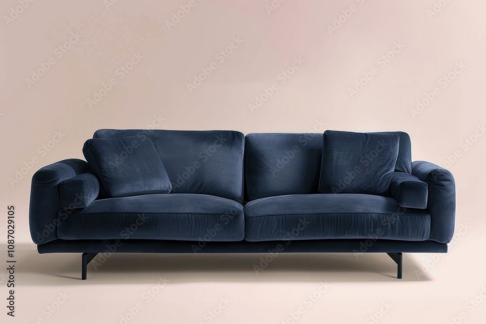 Navy Blue Sofa Enhances Living Room with Style and Comfort Perfectly. Navy Blue Sofa Enhances Living Room with Style and Comfort Perfectly.