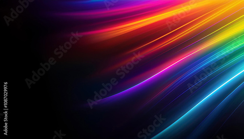 Abstract Vibrant Rainbow Light Streaks Background