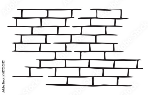 brick texture, linear drawing in doodle style.