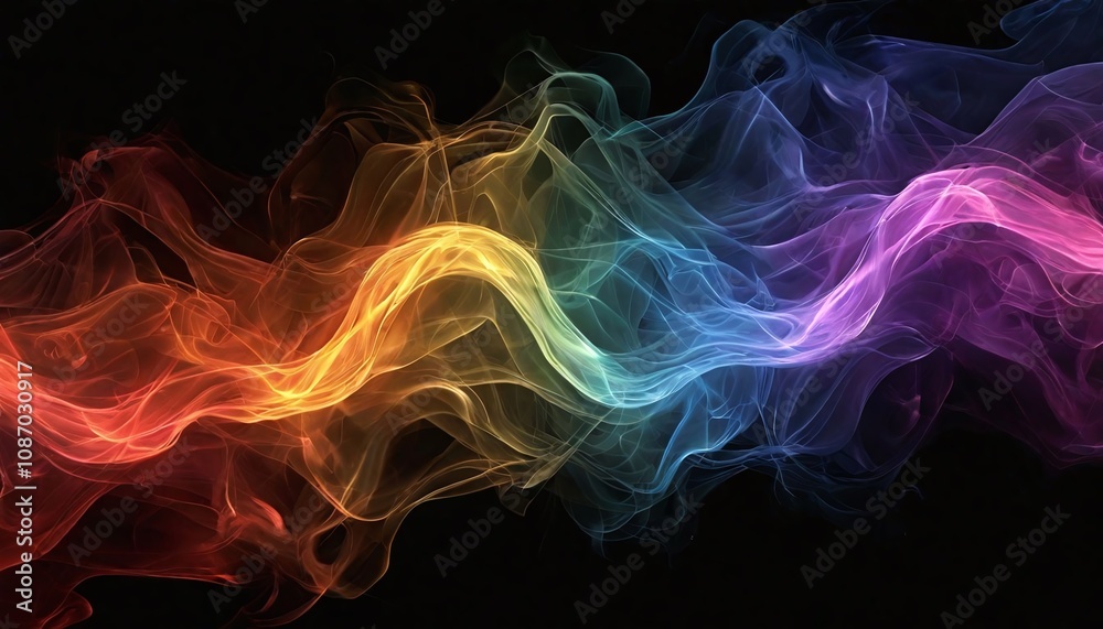 Colored smoke creating an abstract pattern on a black background. Colored smoke creating an abstract pattern on a black background.