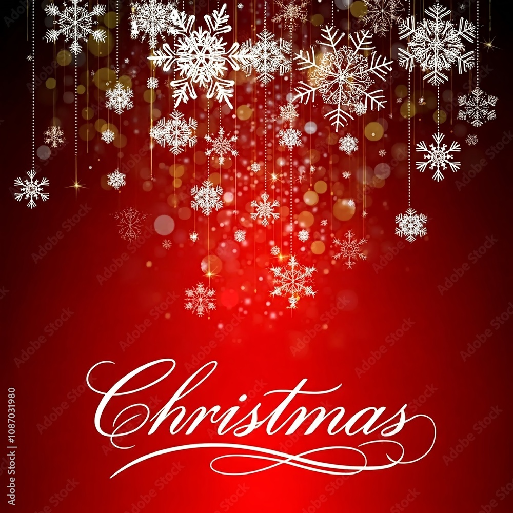 Festive Christmas background with paper snowflakes and sparkling bokeh effect. Perfect for holiday cards, website banners and social media posts. Festive Christmas background with paper snowflakes and sparkling bokeh effect. Perfect for holiday cards, website banners and social media posts.