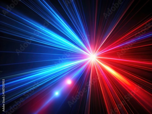 Abstract Red and Blue Light Beams on Black Background - Stunning Visuals for Creative Projects and Designs, Perfect for Backgrounds, Wallpapers, and Digital Artworks