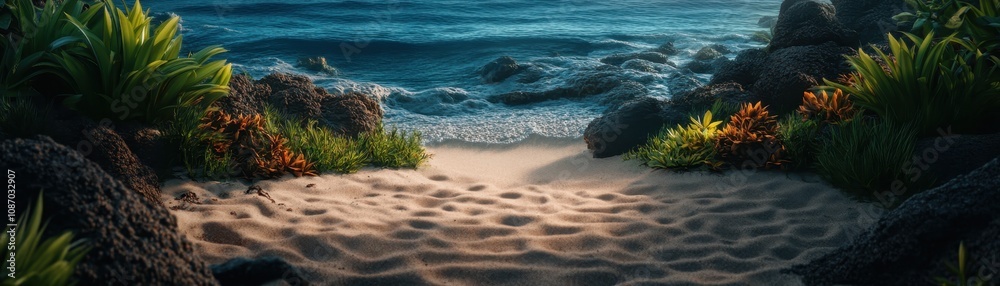 Vibrant coastal complex biome featuring pristine sandy beaches and diverse marine life. Vibrant coastal complex biome featuring pristine sandy beaches and diverse marine life.