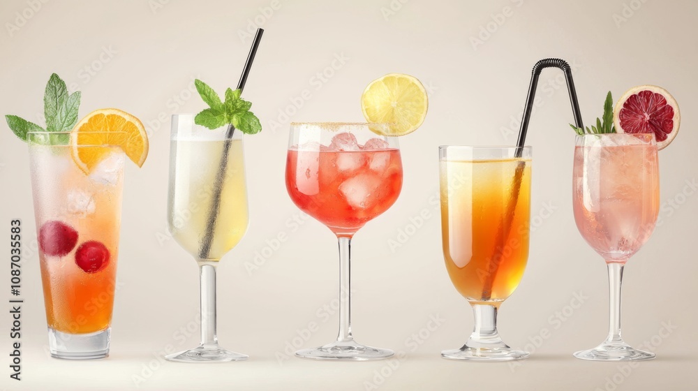 Vibrant Watercolor Cocktail Collection, a captivating arrangement of colorful alcoholic beverages in elegant glasses, set against a pristine white backdrop, inviting creativity and refreshment. Vibrant Watercolor Cocktail Collection, a captivating arrangement of colorful alcoholic beverages in elegant glasses, set against a pristine white backdrop, inviting creativity and refreshment.