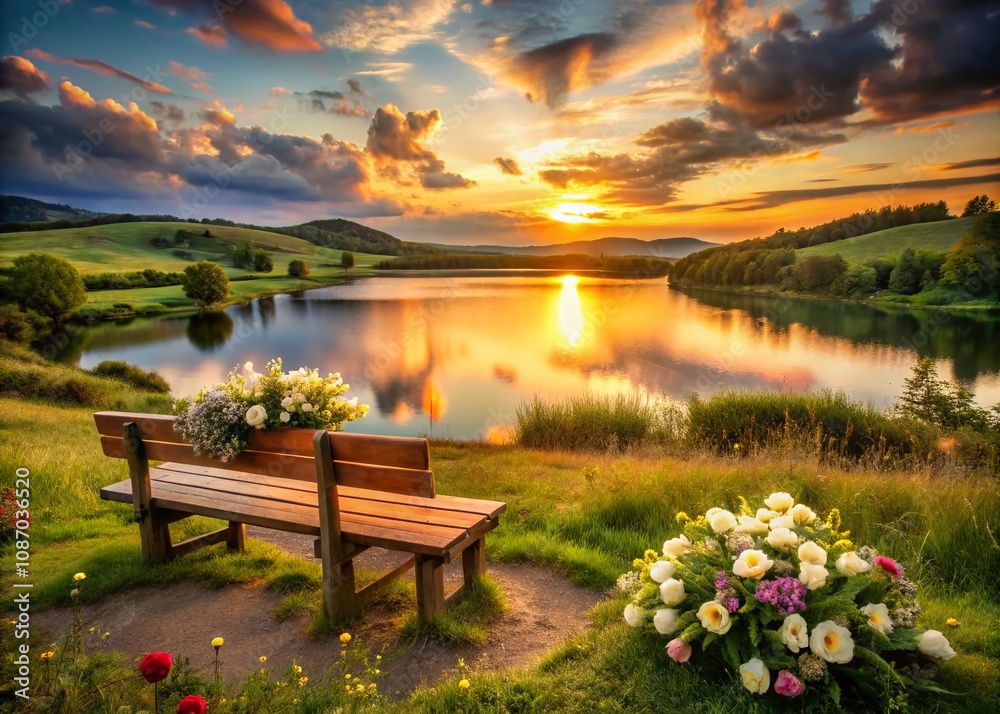 Obraz premium Romantic Landscape for Birthday Wishes to Husband with Love - Nature Setting Perfect for Heartfelt Messages and Celebrations