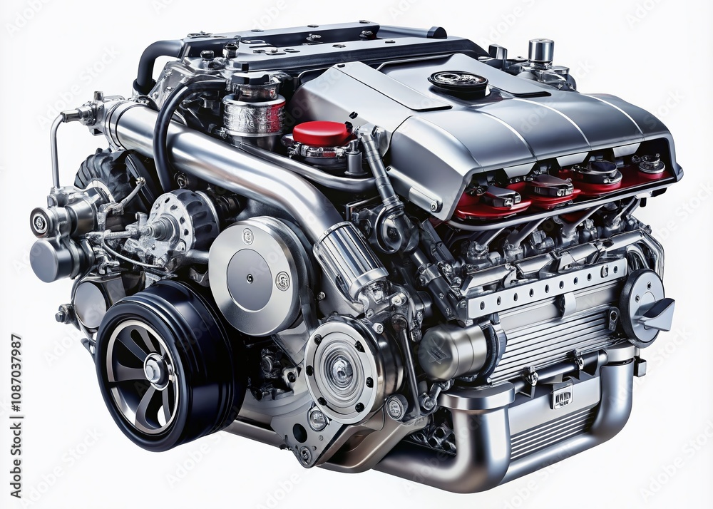 High-Performance Car Engine Isolated on White Background Showcasing Advanced Engineering and Power Features for Automotive Enthusiasts and Industry Professionals High-Performance Car Engine Isolated on White Background Showcasing Advanced Engineering and Power Features for Automotive Enthusiasts and Industry Professionals