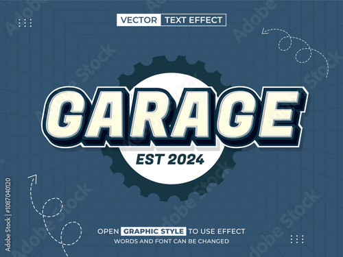 garage editable text, font effect, 3d text for title