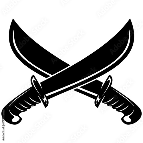 Crossed swords isolated on white background design element for logo label badge sign vector illustration