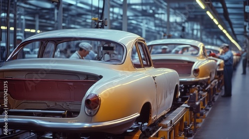 Wallpaper Mural Classic Cars Rolling Off The Assembly Line Torontodigital.ca