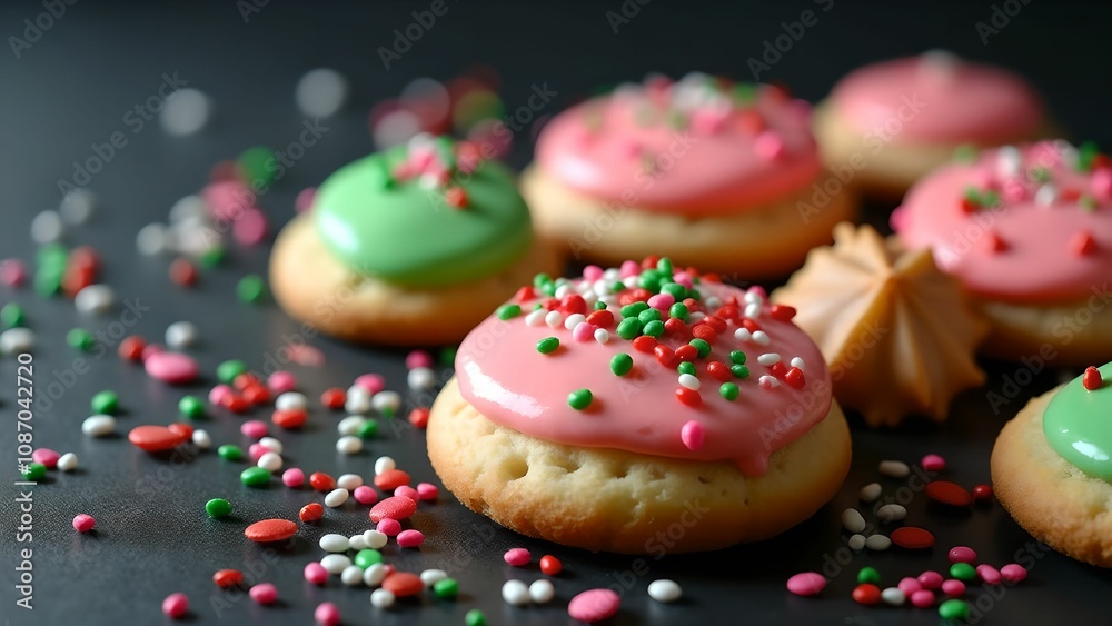 New Year's cookies with colorful icing New Year's cookies with colorful icing