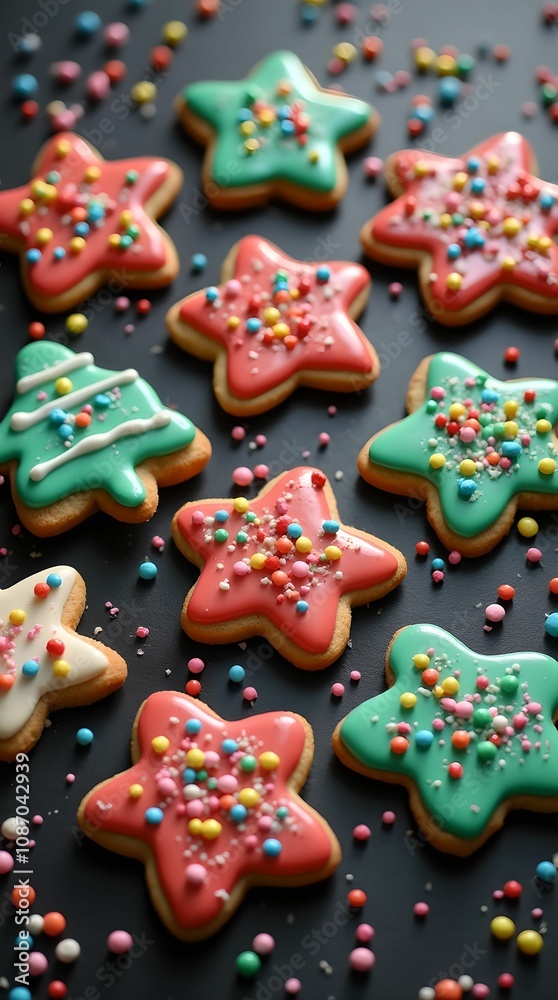 New Year's cookies with colorful icing