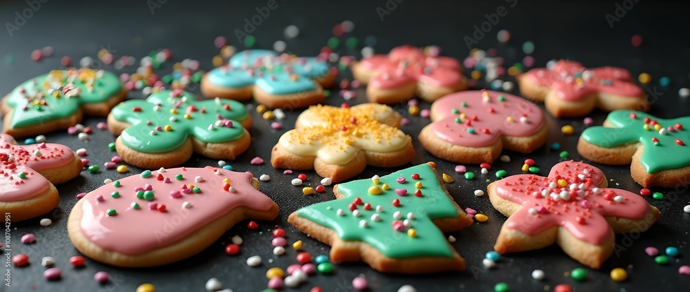 New Year's cookies with colorful icing