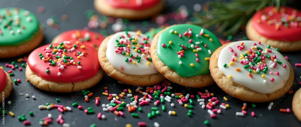 New Year's cookies with colorful icing New Year's cookies with colorful icing