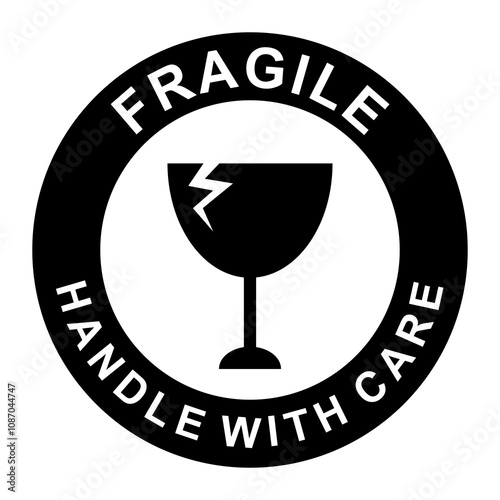 Vector Icons Set for Fragile Packages, Logistics and Shipping Delivery Labels. Fragile Package Concept. Print Ready Design. Ensure Safe Handling