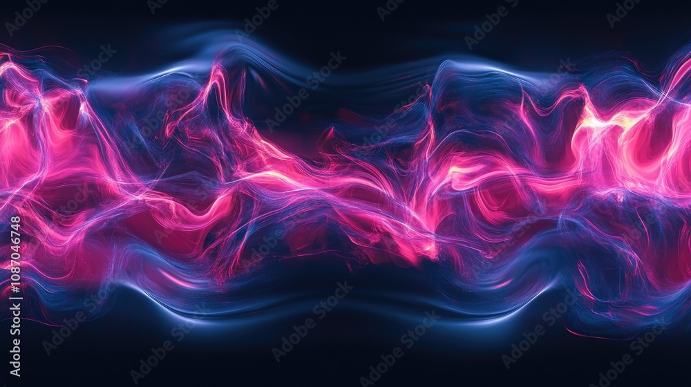 Obraz premium Abstract pink and blue energy waves flowing.