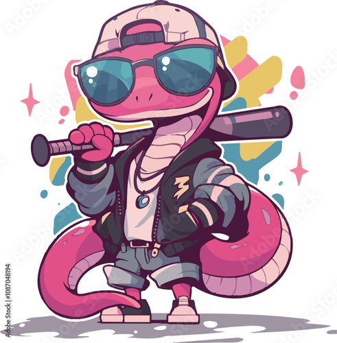 Printcartoon, illustration, vector, zombie, fun, halloween, character, boy, art, blue, drawing, hat, comic, smile, animal,Snakes, animals photo