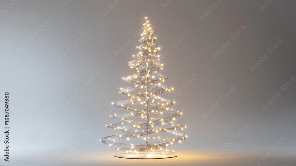 minimalistic christmas tree with different design and with lights against white background minimalistic christmas tree with different design and with lights against white background