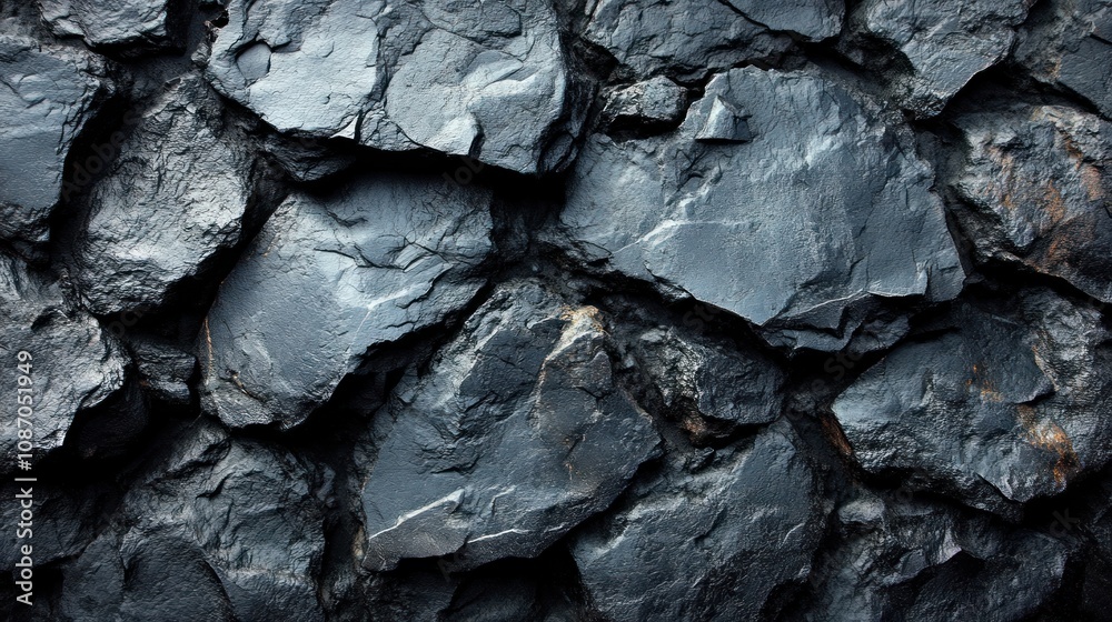 Close-up of a textured rock wall with dark, uneven surfaces. Close-up of a textured rock wall with dark, uneven surfaces.