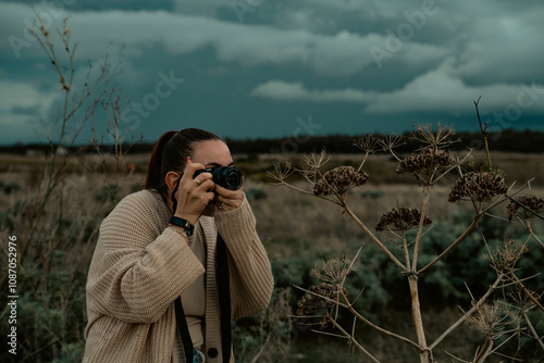 Girl takes a picture