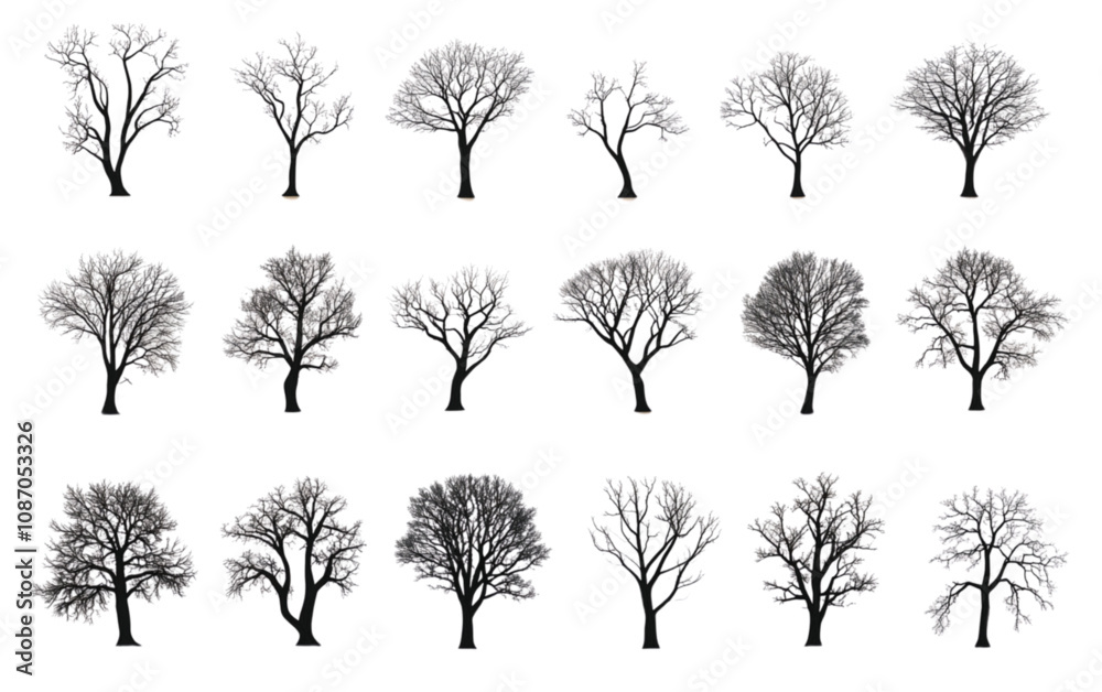 A set of geometric vector outline trees, perfect for use in architectural drawings A set of geometric vector outline trees, perfect for use in architectural drawings