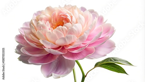 Light Pink Peony Flower Isolated on White Background - Stunning Drone Photography, Beautiful Floral Element for Designs, Print, and Digital Use, Perfect for Nature Lovers and Floral Arrangements