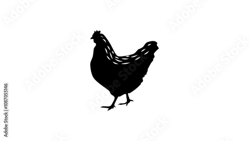 Hen emblem, black isolated silhouette