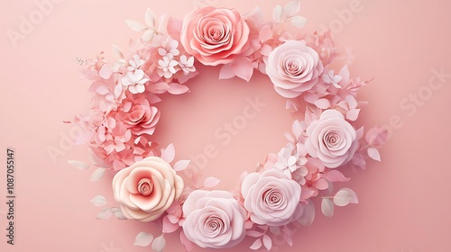 Floral Wreath with Roses and Buds