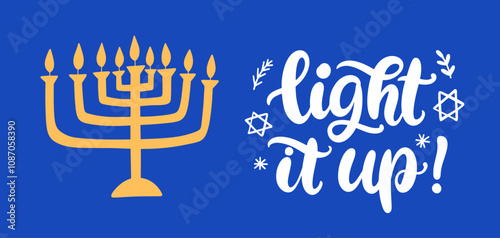 Hanukkah Light It Up hand lettering calligraphy