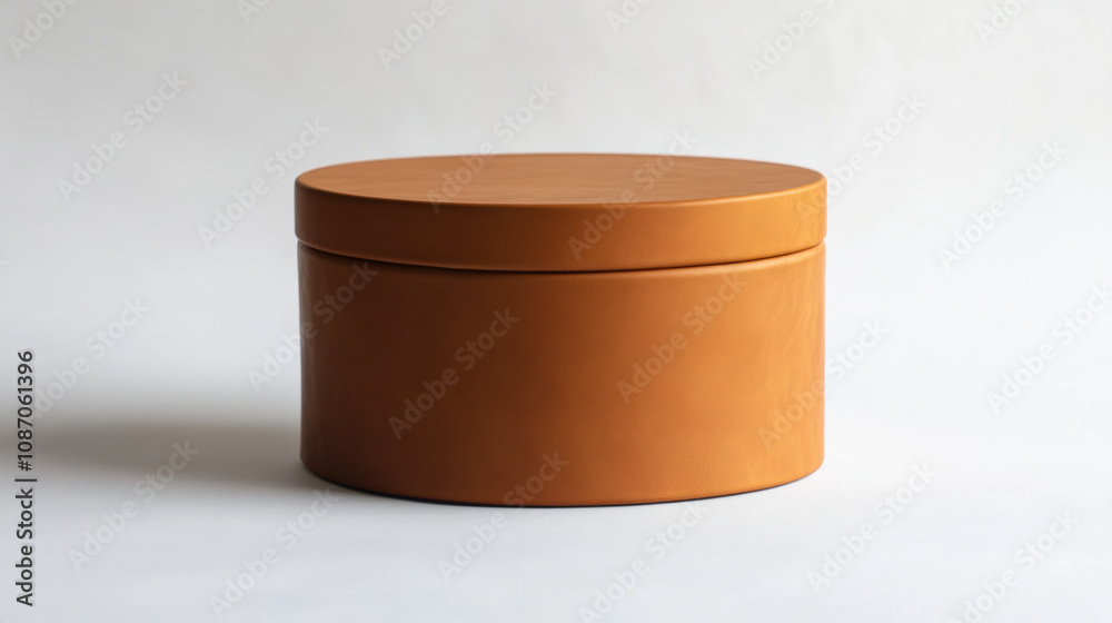 Simple tan leather storage box minimalist design. Evokes sense of calm and understated elegance Simple tan leather storage box minimalist design. Evokes sense of calm and understated elegance
