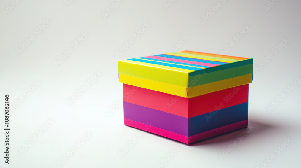 Joyful rainbow gift box vibrant colors square box colorful stripes gift present celebration party surprise happiness cardboard box packaging design decoration rainbow multicolored striped bright Joyful rainbow gift box vibrant colors square box colorful stripes gift present celebration party surprise happiness cardboard box packaging design decoration rainbow multicolored striped bright