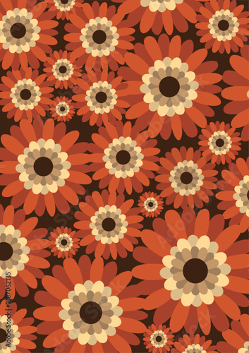 Postcard with flowers. Stylized flowers. Postcard in flesh tones. Sticker with flowers.	
