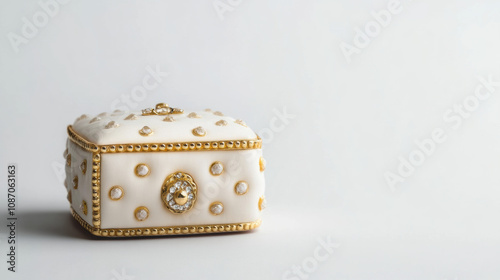 Elegant white jewelry box delicate design gold accents square box trinket box storage decorative wedding gift ornate pearl white gold small jewelry box container home decor accessory feminine luxury