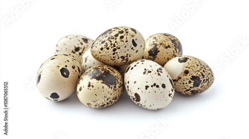 Quail eggs isolated on white background with clipping path,