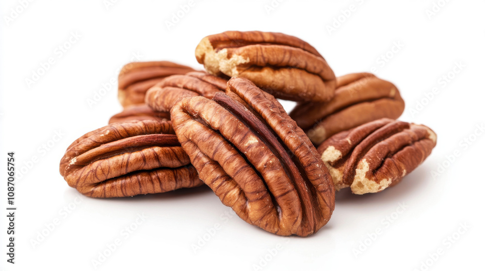 Pecan nuts isolated on white background with clipping path, Pecan nuts isolated on white background with clipping path,