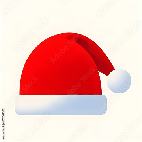 Red and White Christmas Hat, Christmas, White Background, New Year, Ai Generative