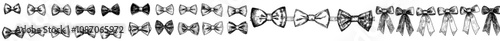 An isolated white background with a large set of bow tie silhouettes