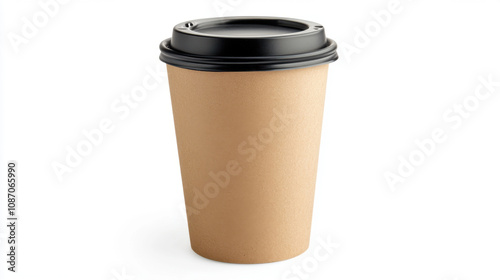 Blank take away kraft coffee cup isolated on white background, 