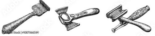 This is a black and white drawing of a razor blade.