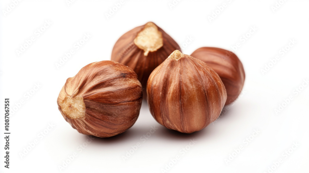 cracked Hazelnuts isolated on white background, cracked Hazelnuts isolated on white background,
