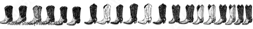 Set of cowboy boot silhouettes, modern silhouette design, isolated background